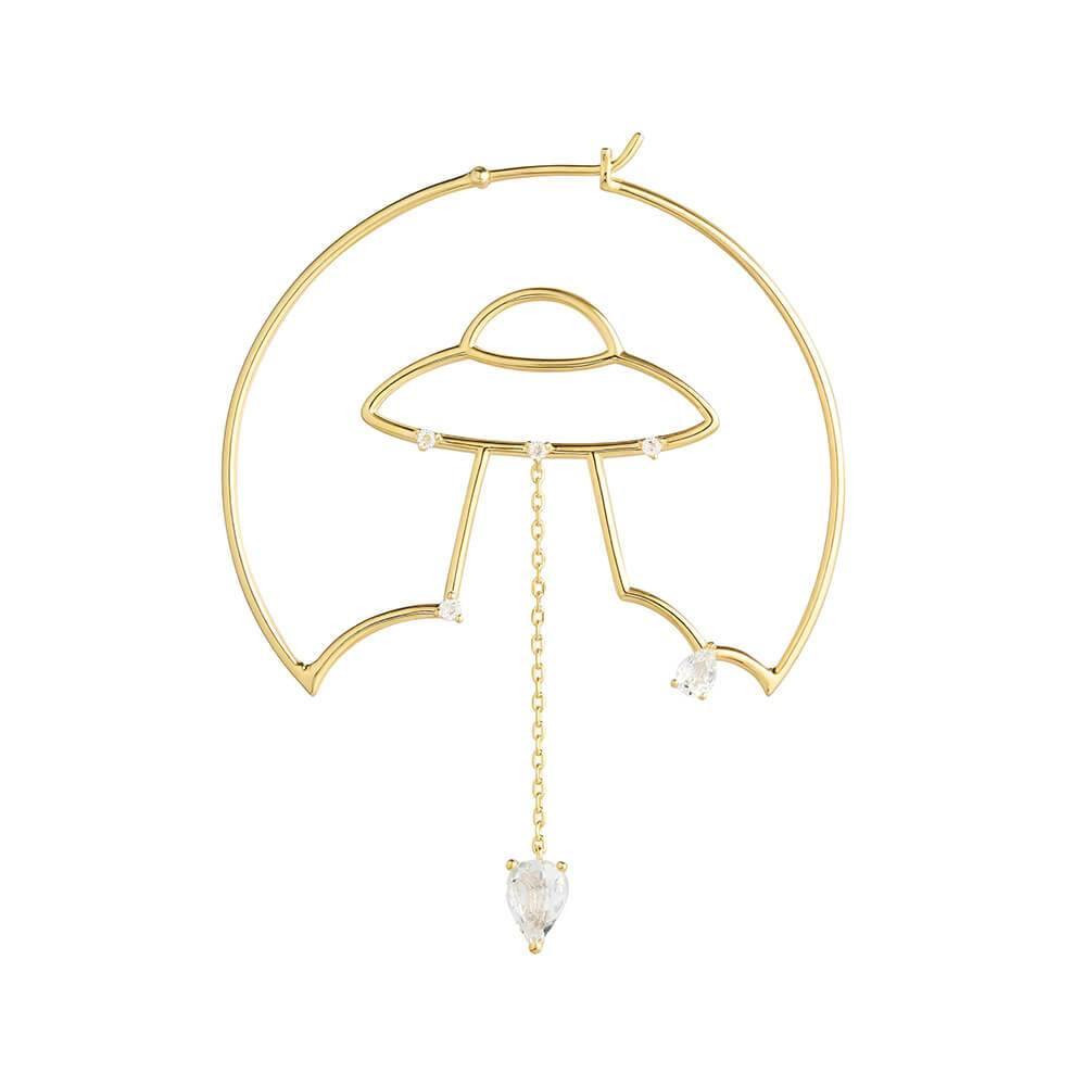 Cosmo Spaceship Hoop Earrings - RUIFIER