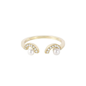 HOME2 ELEMENTS Gold Pearl Eyes Ring - RUIFIER