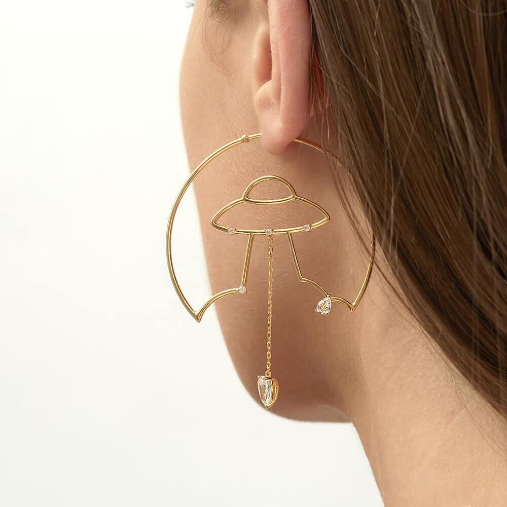 Cosmo Spaceship Hoop Earrings - RUIFIER